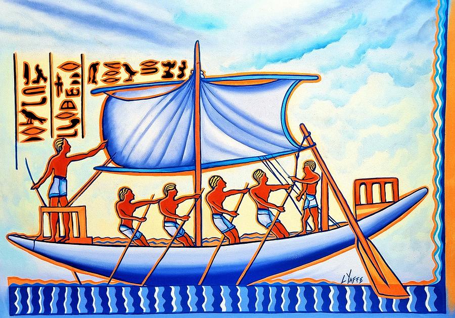 Men Rowing Sail Boat Painting by Loraine Yaffe