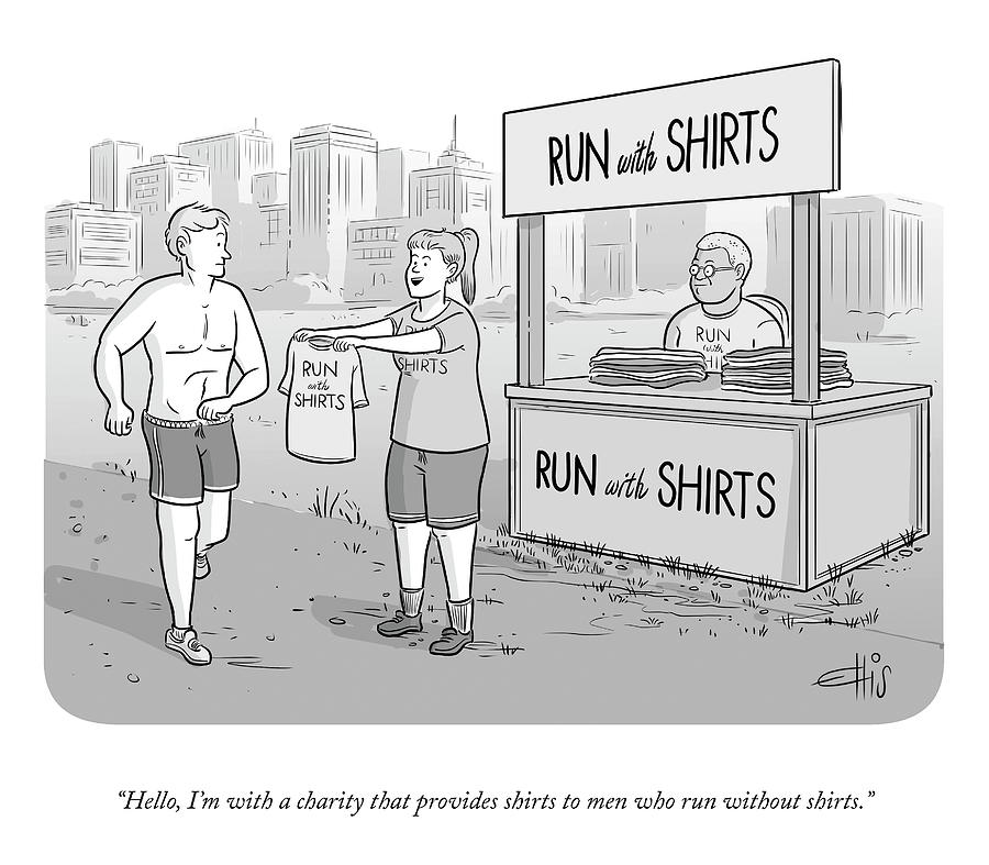 Men Who Run Without Shirts Drawing by Ellis Rosen