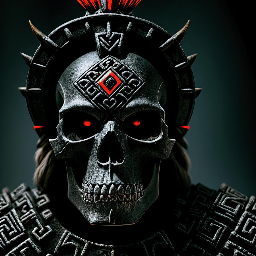 mexican aztec skull warrior Generative AI Stock Illustration