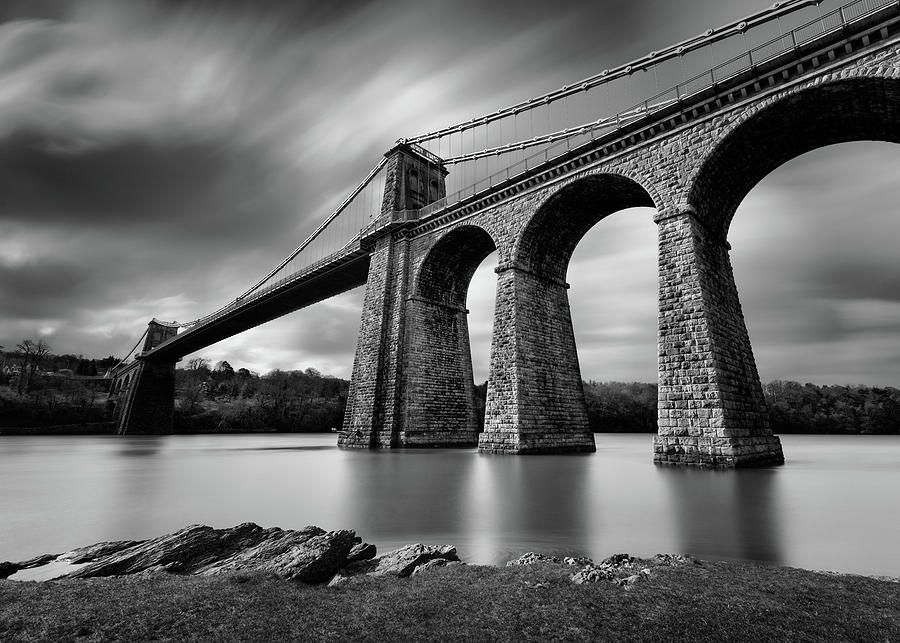 Architecture Photograph - Menai Suspension Bridge by Dave Bowman
