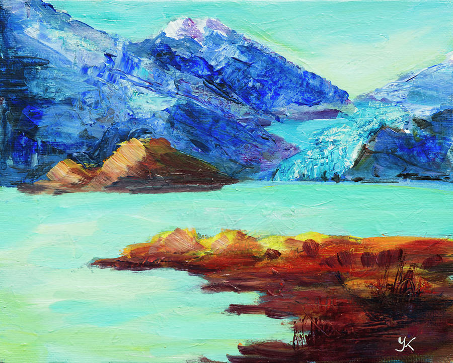 Mendenhal Glacier Lake Alaska Painting by Yulia Kazansky