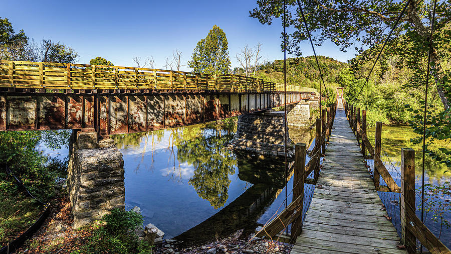 Mendota Trail Trestle and Swinging Bridge Photograph by Greg Booher