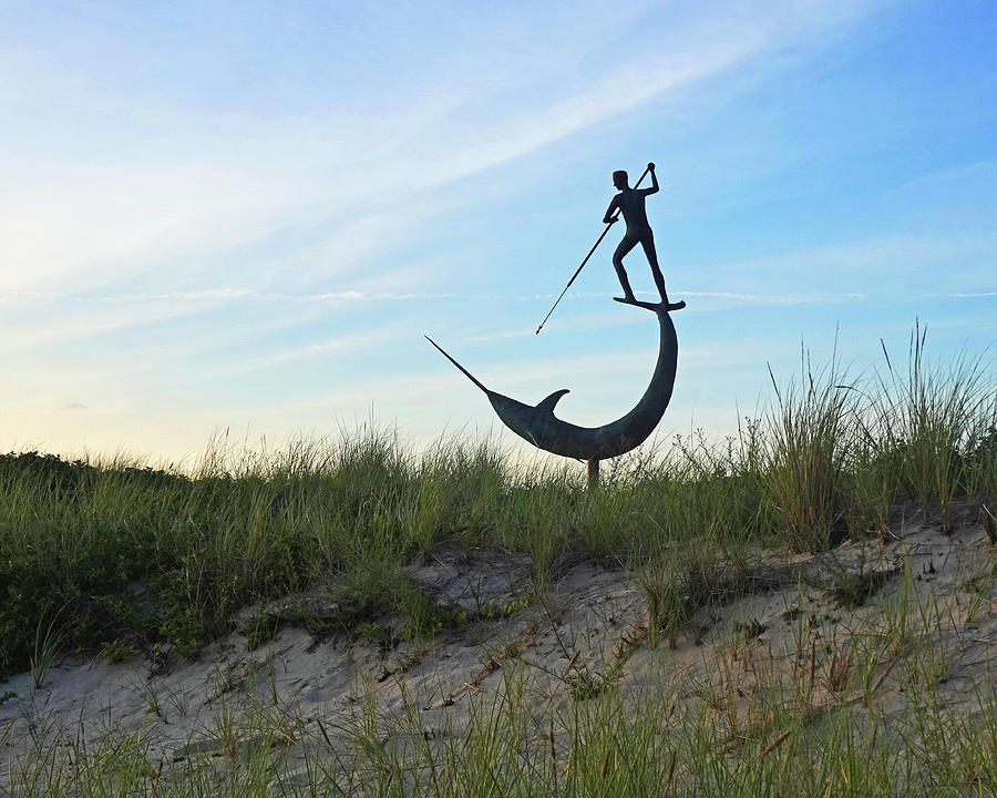 Menemsha Beach Swordfish Harpooner Sculpture  Chilmark MA Marthas Vineyard Photograph by Toby McGuire