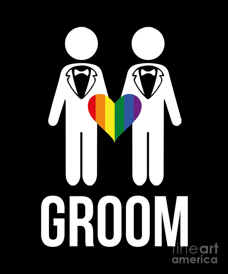 Woman Drawing - Mens Gay Marriage For Men Rainbow Groom by Noirty Designs