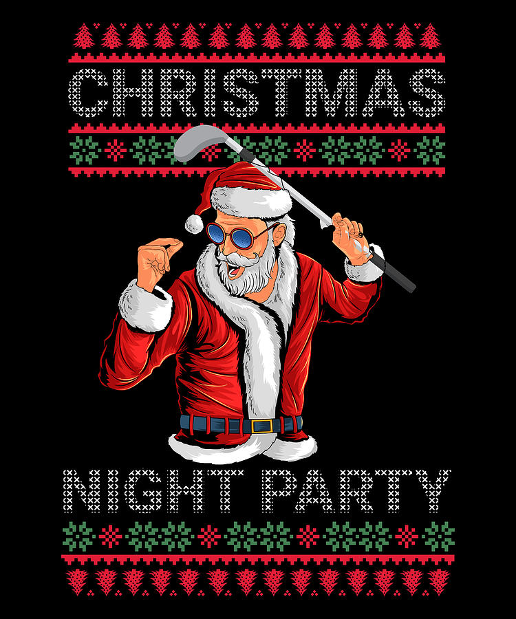 Tiger Woods Digital Art - Mens Golfing Santa Claus Golfer Ugly Christmas Night Party by Merchto
