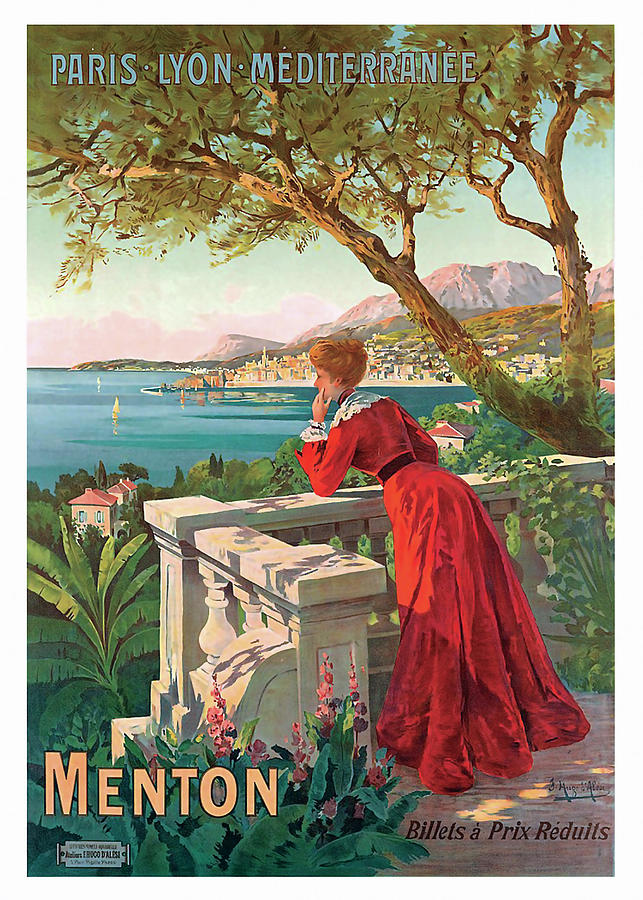 Vintage Painting - Menton, France, vintage travel poster by Long Shot