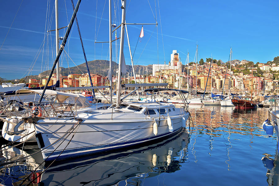 Menton. Luxury sailing harbor of Menton at Cote d Azur view Photograph by Brch Photography