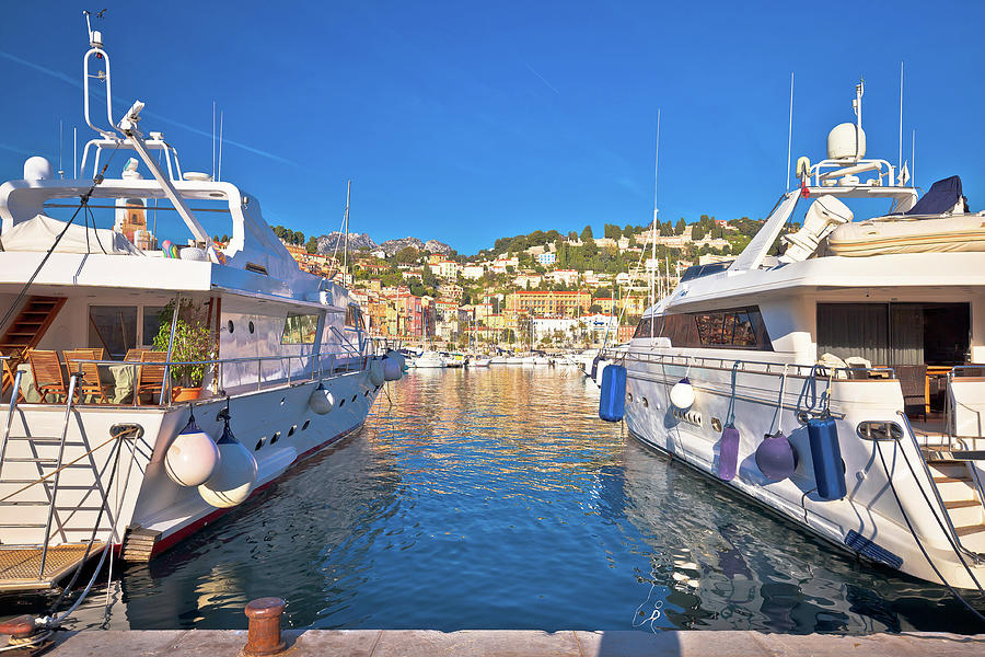 Menton. Luxury yachting harbor of Menton at Cote d Azur view Photograph by Brch Photography