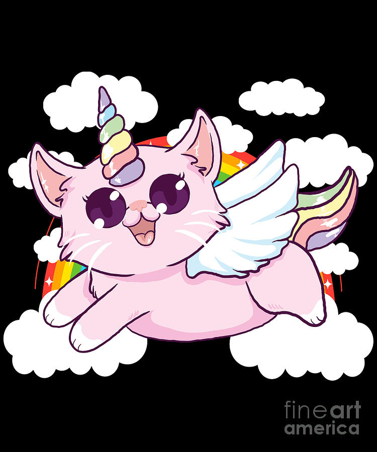 Meowgical Caticorn Majestic Rainbow Cat Unicorn Digital Art by The ...