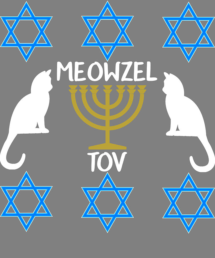 Meowzel Tov Funny Jewish Cat Lover Hannukah Menorah Cat Mazel Tov Gift