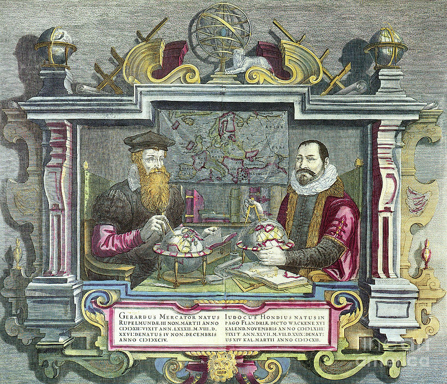 Mercator and Hondius, c1613 Drawing by Granger