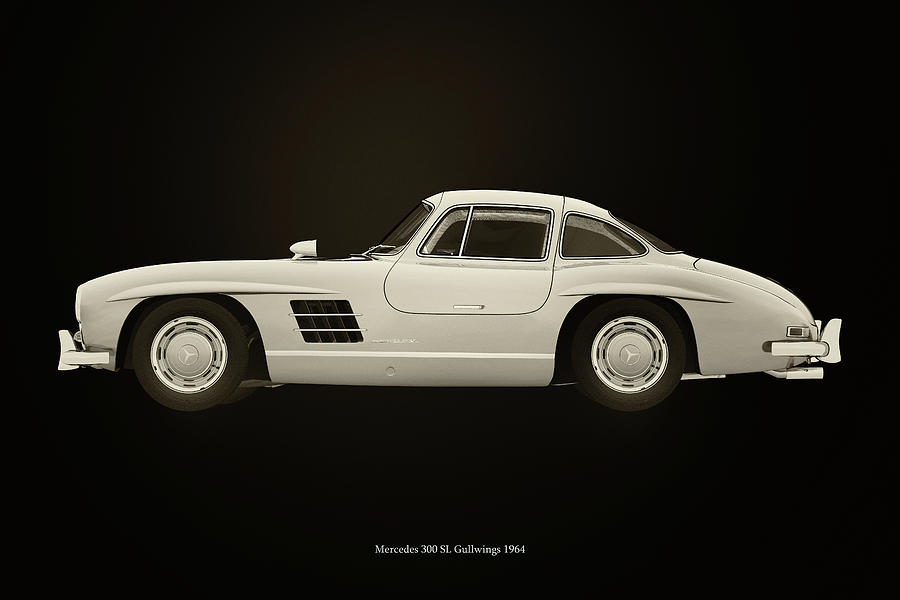 Mercedes 300 SL Gullwings Black and White Photograph by Jan Keteleer