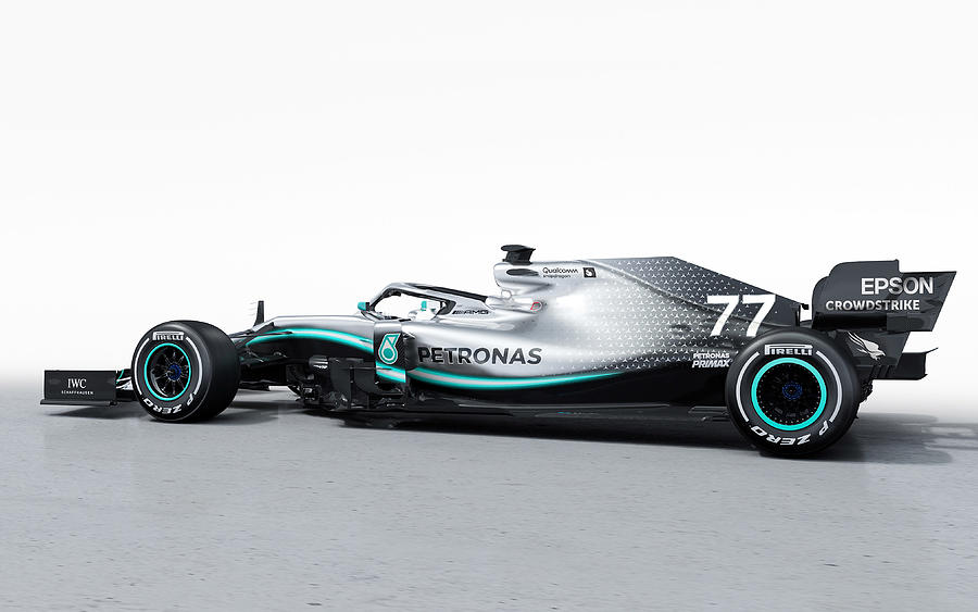 Mercedes AMG F1 W10 EQ Power, 2019, side view, new racing car F1 2019 ...