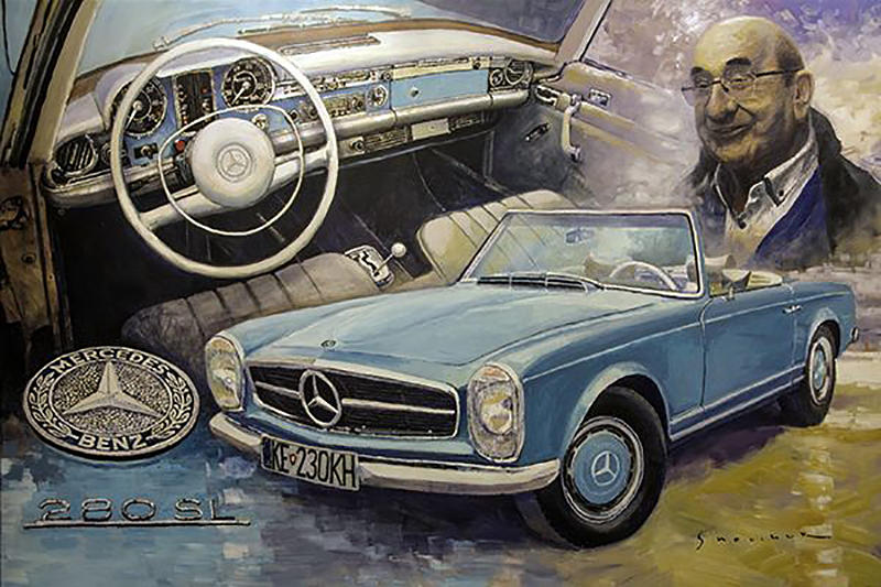 Classic Car Painting - Mercedes Benz 280 SL Pagoda by Yuriy Shevchuk