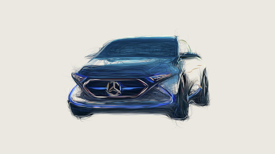 Mercedes Benz EQA Concept Car Drawing Digital Art by CarsToon Concept ...