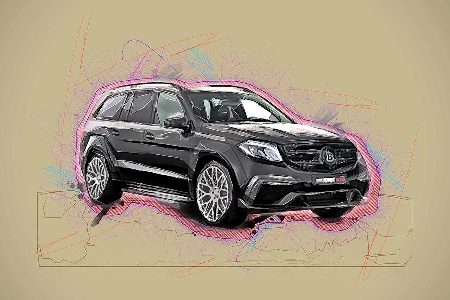 Mercedes Benz Gl Class 2016 Brabus 850 X166 Black Suv Mixed Media By Ola Kunde Fine Art America 2960