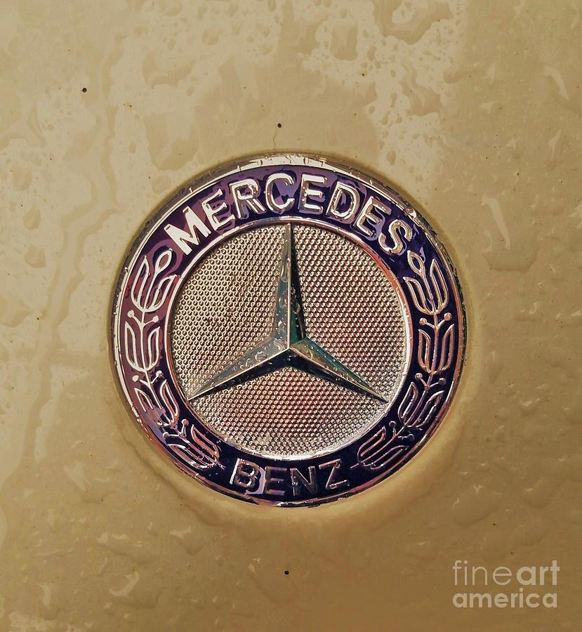 Transportation Photograph - Mercedes Benz Logo In The Rain by Marcus Dagan
