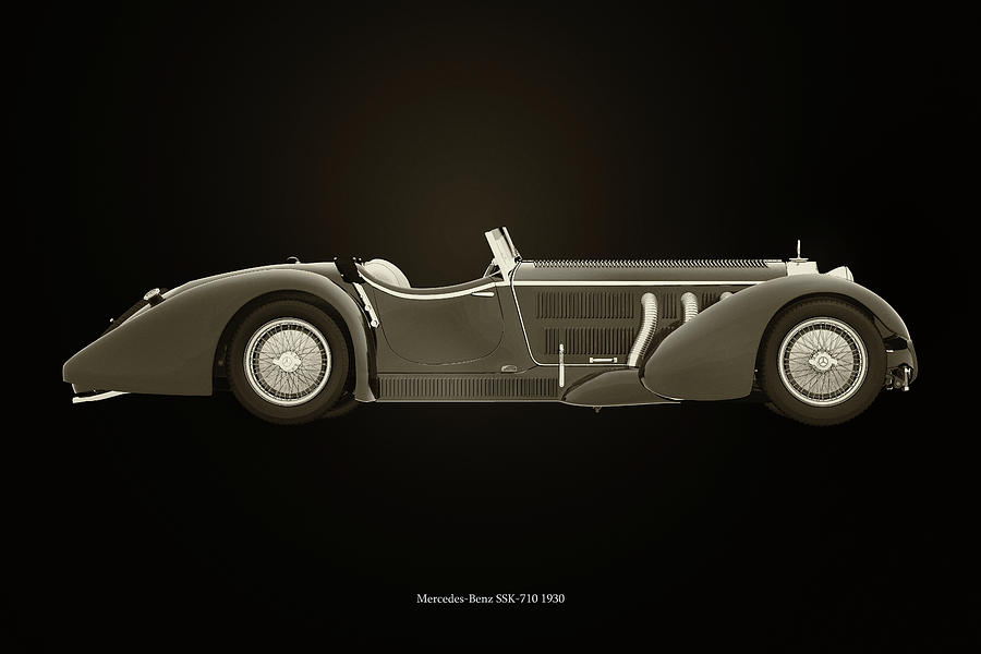 Mercedes-Benz SSK-710 Black and White Photograph by Jan Keteleer