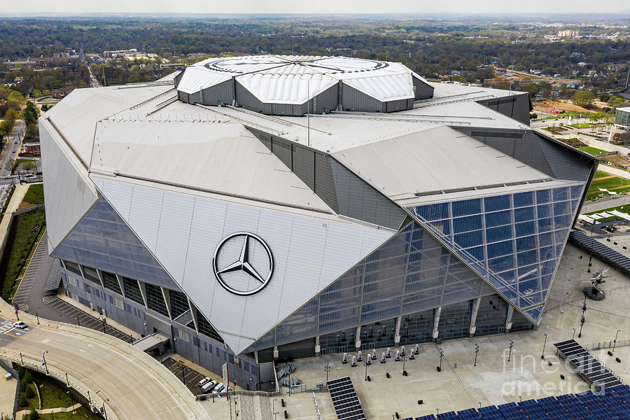 Mercedes Benz Stadium Aerial View - Atlanta GA Photograph by Sanjeev Singhal