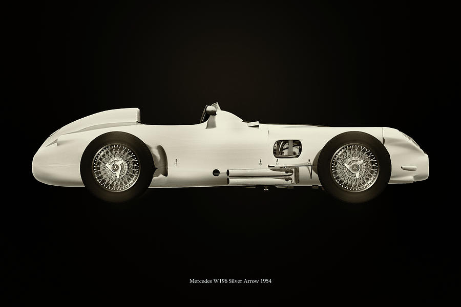 Mercedes W196 Silver Arrow Black and White Photograph by Jan Keteleer