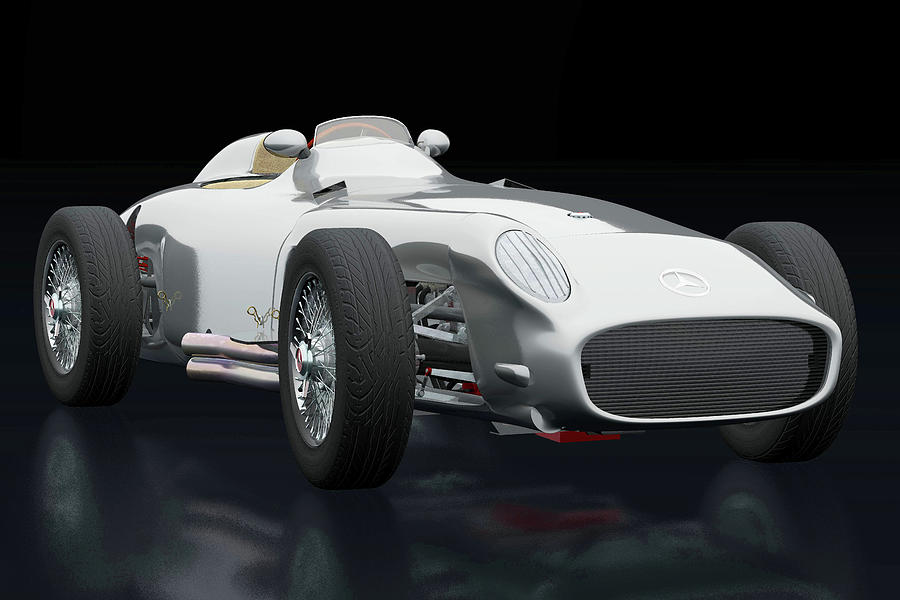 Mercedes W196 Silver Arrow three-quarter view Photograph by Jan Keteleer