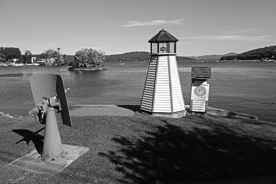 Meredith NH Canon and Lighthouse Lake Winnepesaukee Black and White Photograph by Toby McGuire