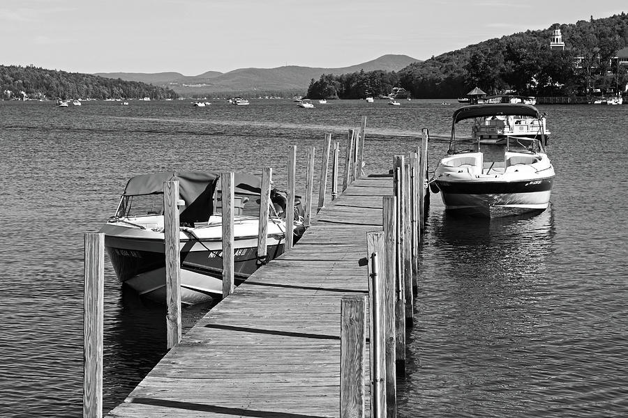 Meredith NH Pier Lake Winnepesaukee Black and White Photograph by Toby McGuire