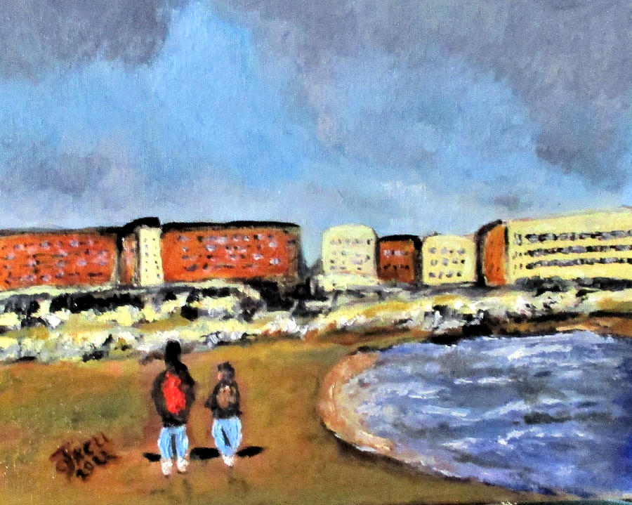 Mergellina Beach Walk Painting by Clyde J Kell