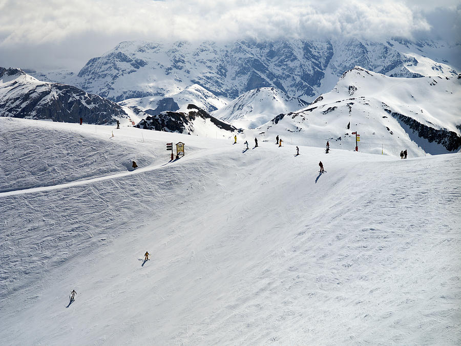 Meribel, France, Ski slope, elevated view Photograph by Nick Daly