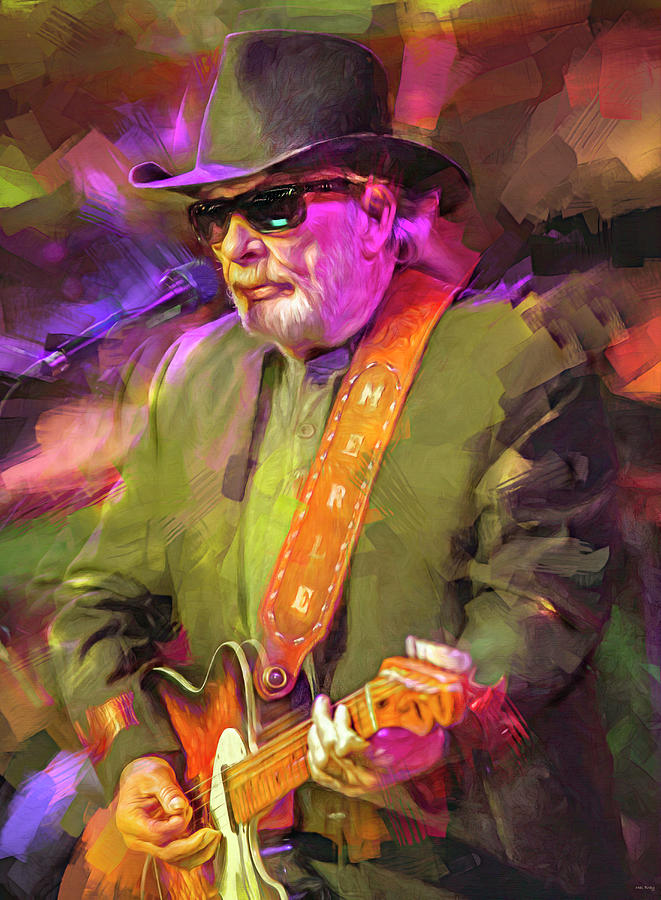 Merle Haggard Country Singer Songwriter Mixed Media by Mal Bray