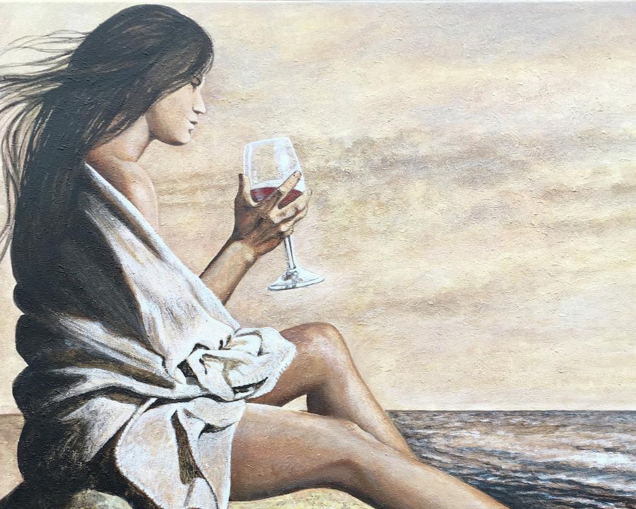 Merlot at Seaside Painting by Glenda Stevens