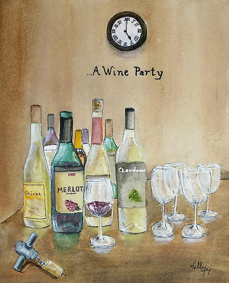 Merlots Wine Party Painting by Kelly Mills