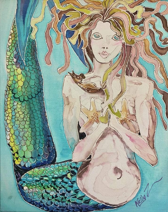 Mermaid and her Pet Horse Painting by Kelly Smith