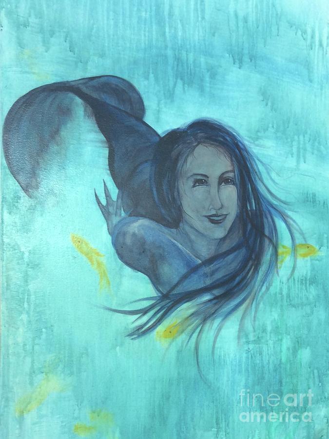 Mermaid Approaching, Mural Detail Painting by Sheri Lauren