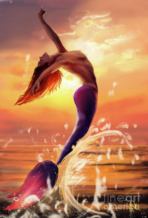 Mermaid At Sunset Digital Art By Ira Florou