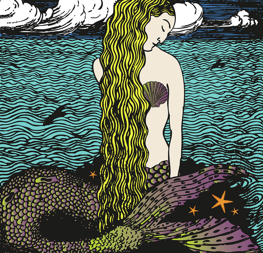 Mermaid by the Ocean Digital Art by Eclectic at Heart