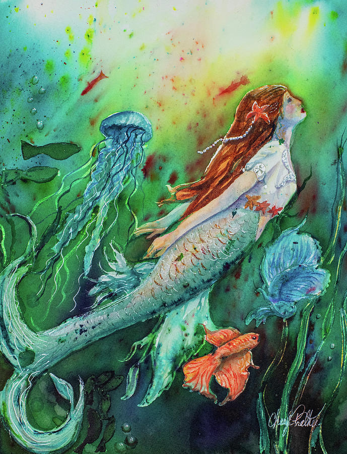 Mermaid Painting by Cheryl Prather