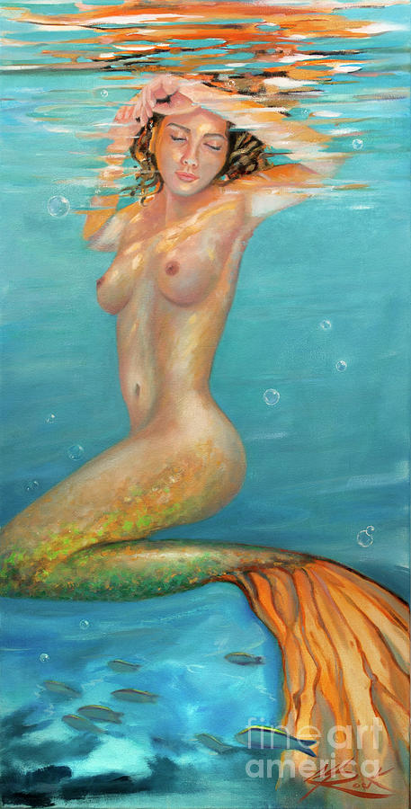 Mermaid Drift Painting by Michael Rock