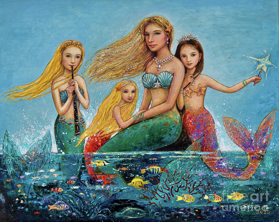 Mermaid Family Painting by Shijun Munns