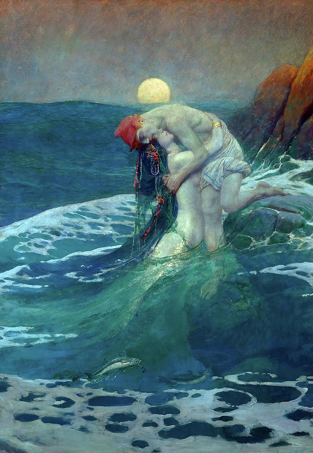 Howard Pyle Painting - Mermaid by Howard Pyle