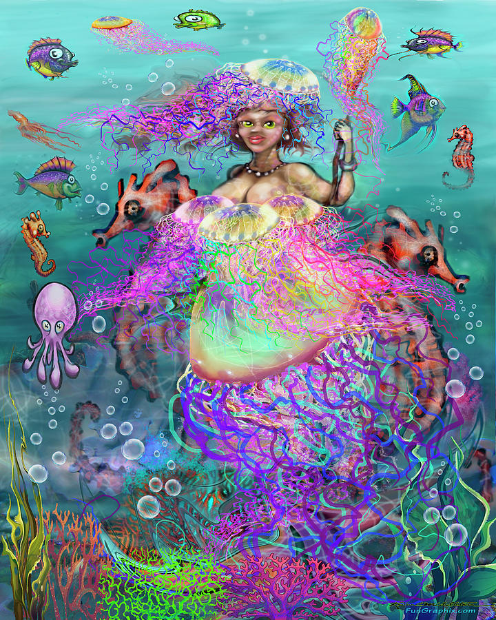 Mermaid Jellyfish Dress Digital Art