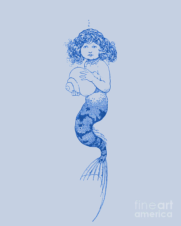 Mermaid Digital Art - Mermaid Line Drawing Art by Madame Memento