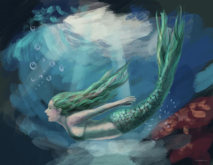 Mermaid Morning Swim Digital Art by Larry Whitler