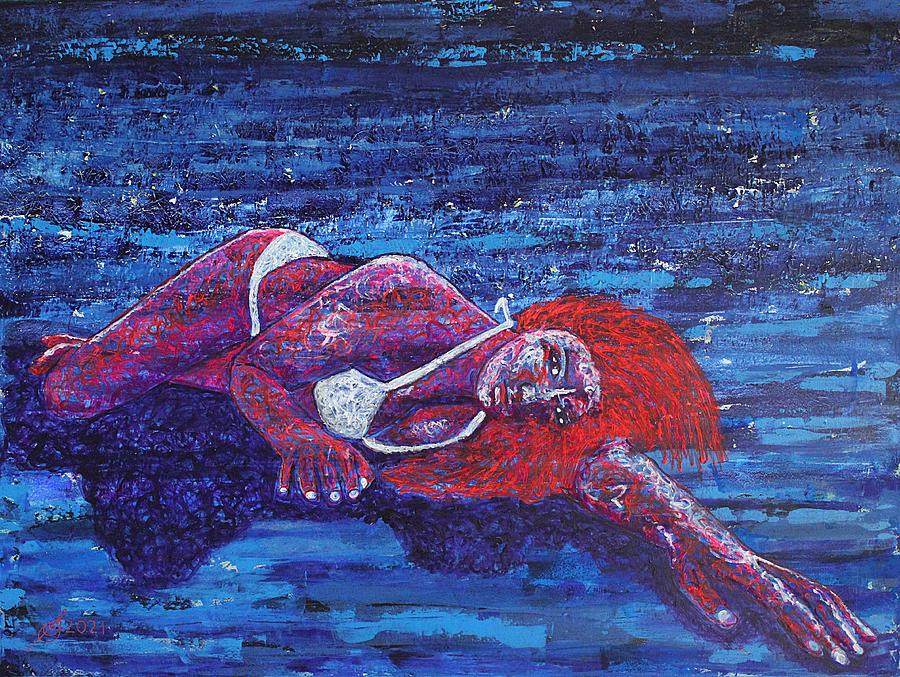Mermaid original painting Painting by Sol Luckman