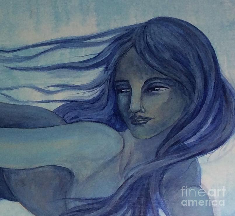 Mermaid Reaching, close-up Mural Detail Painting by Sheri Lauren