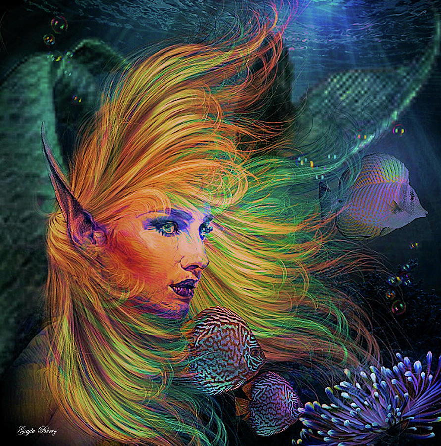 Fish Mixed Media - Mermaid Sea Breeze 003 by Gayle Berry