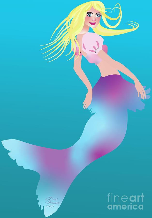Mermaid, Sea, Ocean, Digital Art by David Millenheft