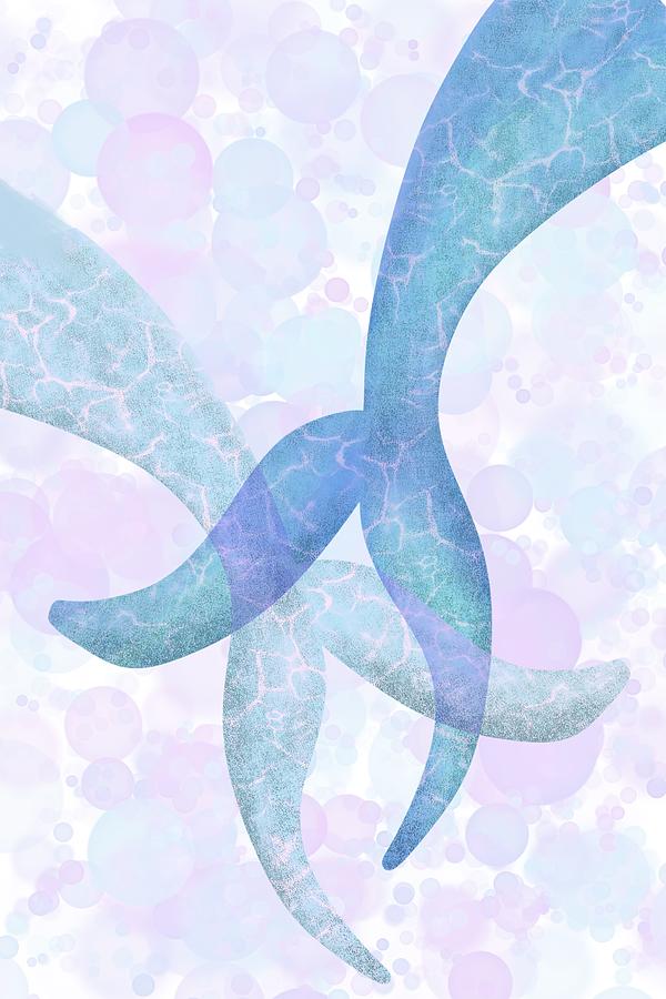 Mermaid Tails Watercolor with Bokeh Drawing by Pamela Williams