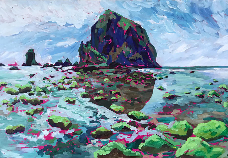Mermaid Tidepools at Haystack Rock Painting by Anisa Asakawa
