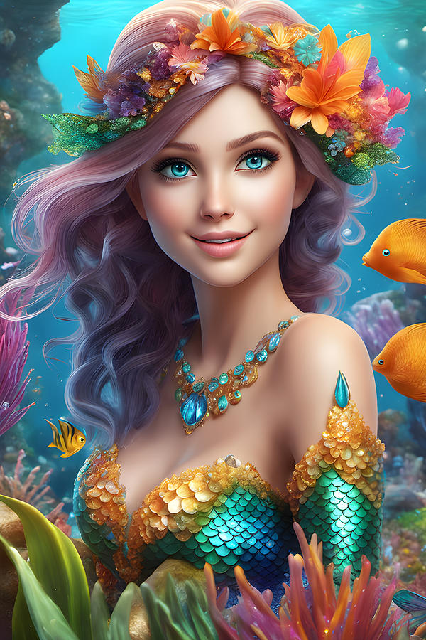 Mermaid Under the Sea 1 Digital Art by Jill Nightingale